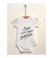 Unisex Bebek Beyaz Annem Yoldaşım Teyzem Yandaşım Baskılı Body Zıbın