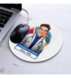 Kişiye Özel Hediye Karikatürlü En Başarılı Erkek Aile Hekimi Mousepad