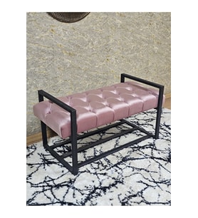 Siyah Boyalı Metal 80 cm Puf Bench - Antre Puf - Hol Bench - Puf - Oturak - Bench Pembe Renk 90 x 45 Boyut/Ebat (Çok Renkli)