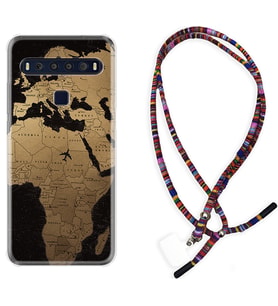 TCL 10L 10 Plus 10SE 20E 20SE 30 L7 Kılıf Boyun Asklı Rasta Silikon Map Planet 1656