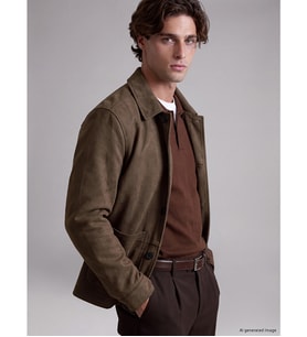 LCW Vision Kahverengi Slim Fit Erkek Süet Ceket