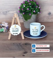 Uçak Mühendisi Türk Kahvesi Fincanı Lacivert ve Ahşap Anahtarlık Hediye (Model 1)