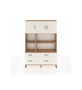 Arges Gardrop 8 Raflı 4 Çekmeceli 3 Kapaklı 132x30x195 Çam-Aytaşı