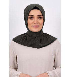 Haki Pratik Hazır Geçmeli Tesettür Eşarp Sandy Kumaş Arkadan Çıtçıtlı 2101_09