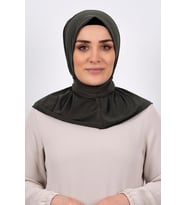 Haki Pratik Hazır Geçmeli Tesettür Eşarp Sandy Kumaş Arkadan Çıtçıtlı 2101_09