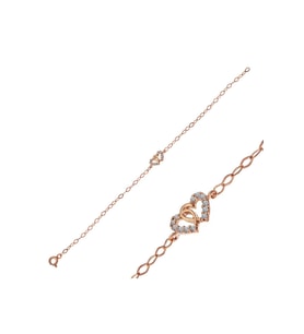 Gümüş Rose Birleşmiş Kalpler Kadın Bileklik CSR2184781