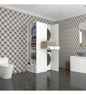 Kenzlife çamaşır-kurutma makinesi dolabı ahi evranmdf sol byz 187*090*60 çekmeceli % 100 FULL MDF (Beyaz)