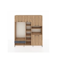 Hyperion Dolap 11 Raflı Tek Çekmeceli 7 Kapaklı 220x44x243 Çam-Çam/Antrasit