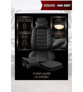 volvo s60 2007 Koltuk ve Kılıf uyumlu Minder Yastık Lüks Siyah 2 Minder 2 Yastık