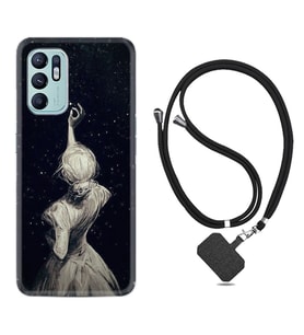 Oppo Reno 6 Kılıf Resimli Boyun Askılı İpli Desenli Silikon Star Woman 1332