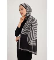 Schaless Yaşam İzi - Kahverengi - Efilia Desenli Şal - 70x190 Cm (Bordo)