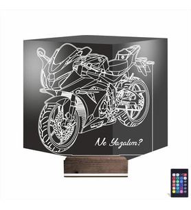 Luvivia Motosiklet Yarış Motoru Kişiye Özel 3D Lamba - Masa Gece Lambası