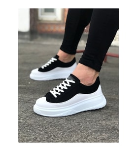JY507 Alone Bağcıklı Süet Cilt Erkek Günlük Sneaker Ayakkabı SCBT Siyah/Beyaz