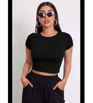 Fantezia Night Kadın Beyaz Yuvarlak Yaka Yarım Kol Crop Top Bluz