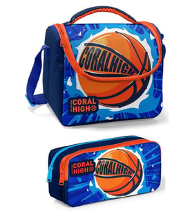 Coral High Erkek Çocuk Mavi Turuncu Basketbol Beslenme Çantası Seti