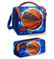 Coral High Erkek Çocuk Mavi Turuncu Basketbol Beslenme Çantası Seti