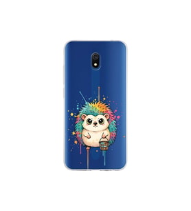 Redmi 8A ile Uyumlu Splash Kirpi Tasarımlı Şeffaf Silikon Kılıf