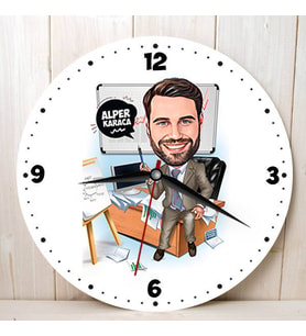 Karikatürlü Eğitimci Erkek Duvar Saati