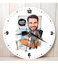 Karikatürlü Eğitimci Erkek Duvar Saati