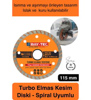 #ElmasTestere 115 mm Turbo Elmas Kesim Diski Spiral Uyumlu Beton Seramik Mermer Taş Granit Fayans