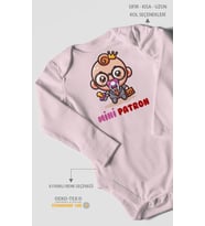 Mini Patron v2 Baskılı Bebek Zıbını – Çıtçıtlı Body  %100 Pamuk Uzun Kol (Bebek Pembesi)