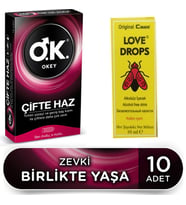 Okey Çifte Haz Prezervatif Kondom 10lu & Love Drops Bayan Azdırıcı Damla