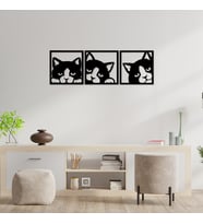 60x20 Cm 3'lü Kedi Duvar Panosu