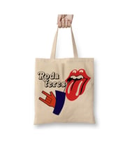 Roda Teres Rolling Stones Beyaz Bez Çanta Uzun Saplı Alışveriş Çantası Plaj Çantası