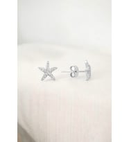 Elika Silver 925 Ayar Gümüş Zirkon Taşlı Deniz Yıldızı Model Küpe ELKSLVR7740