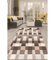 Dijital Kaymaz Taban Yıkanabilir Modern Renkli Salon Halısı Mutfak Halısı Yolluk ND-HT-774 (Kahverengi)