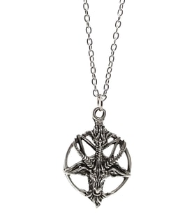 925 Ayar Gümüş Kaplama Ters Pentagram Keçi Kafası Kolye