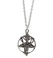 925 Ayar Gümüş Kaplama Ters Pentagram Keçi Kafası Kolye