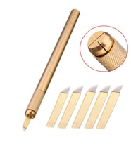 Microblading Kalemi Manuel Kalıcı Kaç Dudak Makyaj Gold Kalemi + 5 Adet 12 Pin İğne