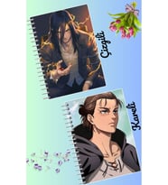 Eren jeager attack on Titan defter seti 2 adet A4 boyutu 21*30 çizgili + kareli 60 syf