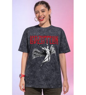 Led Zeppelin Rock Metal Müzik Grubu Baskılı Unisex Oversize Vintage Yıkamalı Tişört