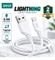 DVIP S01A 6A 67W Fast Charging UsbA to Lightning Data ve Hızlı Şarj Kablosu 1M Beyaz