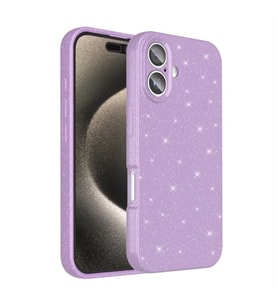 Coverzone iPhone 16 ile uyumlu Z-Jelly K?l?f Kamera Korumal? Simli I??lt?l? Renkli Parlak Silikon Kapak - Lila