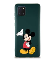 Samsung Galaxy Note 10 Lite Soft Premier Kapak Mickey Mouse-C Tasarımlı Silikon Kılıf - Yeşil (Şeffaf)