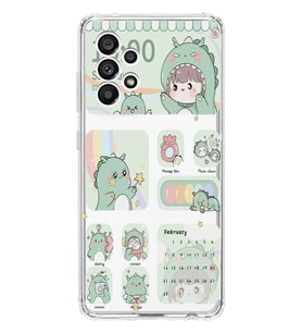 Samsung Galaxy A52 Uyumlu Tatlı Dinozor Kawaii Tasarımlı Şeffaf Telefon Kılıfı