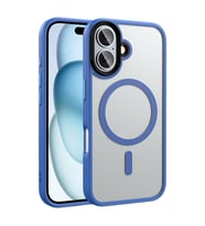 Apple iPhone 16 Plus Uyumlu Kılıf Mat Arka Yüzey Wireless Şarj Özellikli Zore Flet M-safe Kapak (Mavi)