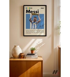 Messi Futbol Posteri, Siyah Çerçeveli Duvar Tablosu - Spor Severlere Hediye