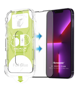 Microsonic Apple iPhone 12 Pro Max Magic Uygulama Aparatlı Tam Kapatan Ekran Koruyucu Siyah