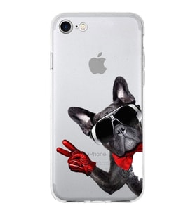 PrintiFy Apple  iPhone SE ile Uyumlu 1mm Slim Fit Köpek 2 050e Baskılı Şeffaf  Kılıf