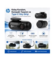 HP F480U Plus 2K WDR Araç İçi Kamera - HD, G-Sensörlü, Wi-Fi Destekli (Resmi Distribütör Garantili)
