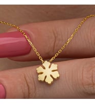 925 Ayar Gümüş Gold Minimal Kar Tanesi Kadın Kolye