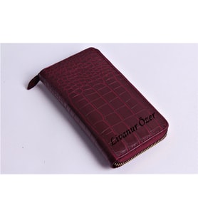 KİŞİYE ÖZEL CROCO MODEL TELEFON BÖLMELİ CÜZDAN - Anahtarlık Hediyeli! (Bordo)