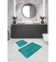 Turkuaz Modern Klasik Banyo Halısı Klozet Paspas Seti BS240