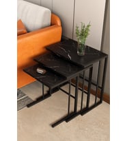 3'lü Modern Metal Yan Sehpa, Laptop Masası ve Kahve Sehpası