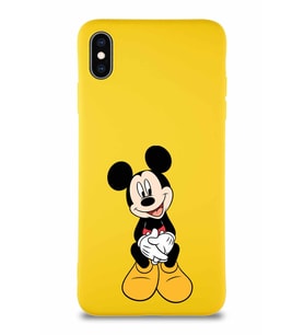 Apple iPhone XS Max Soft Premier Kapak Mickey Mouse-A Tasarımlı Silikon Kılıf - Sarı (Şeffaf)