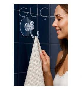 Mey İthalat® Şeffaf Askılı Vantuz Kanca Banyo & Mutfak Duvar Askısı (4cm) - 1.36kg Taşıma 722496